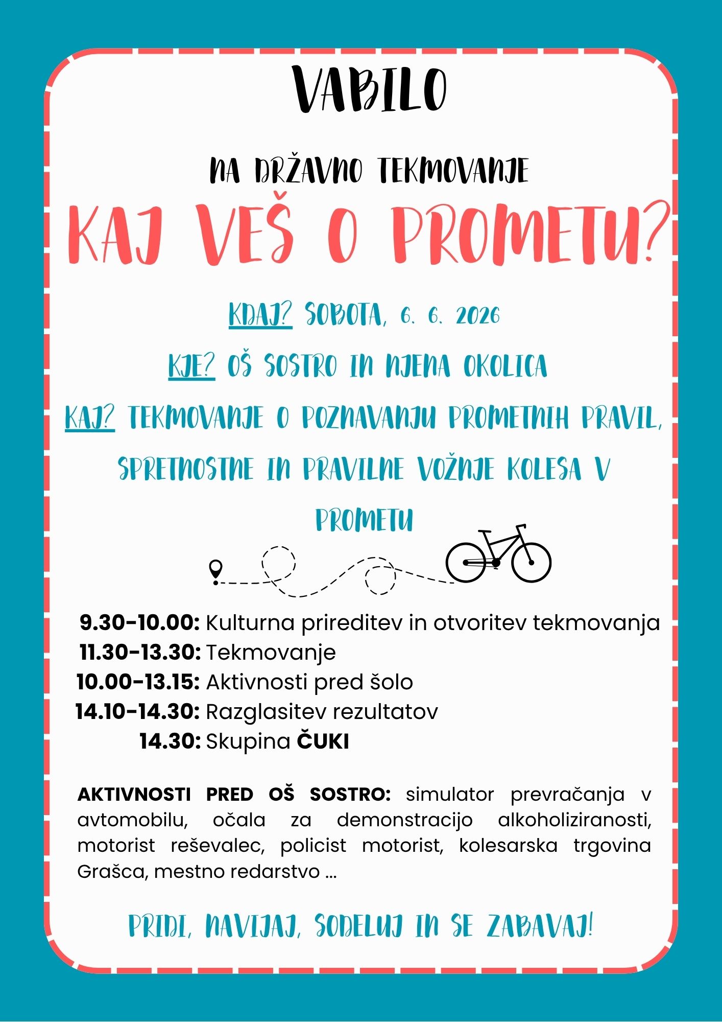 VABILO Kaj veš o prometu