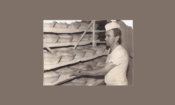 Franc Burjan st. v žalski pekarni, 1971. Vir Franc Burjan, ml.; Kamra.si