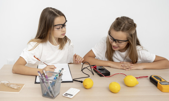 Učenki eksperimentirata_mednarodni dan žensk in deklet v znanosti, foto: Freepik